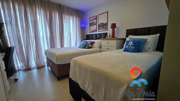 Studio premium no Beach Class Meireles com Rooftop